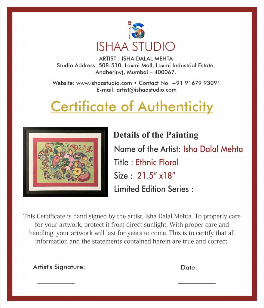 Certificate of Abstract Art Painting with luxury gift box Abstract Art Painting with Certificate